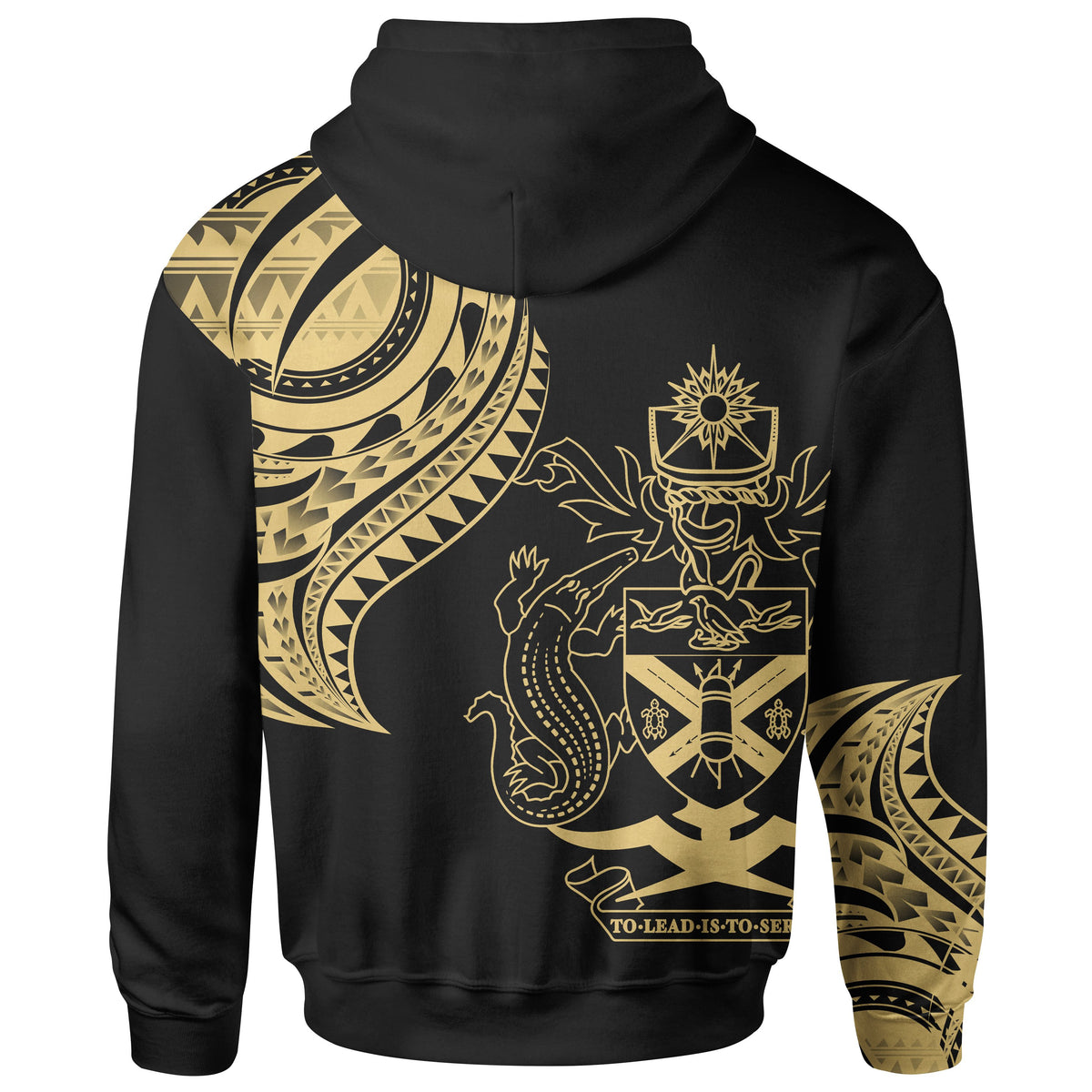 Solomon Islands Zip Hoodie Solomon Islands Tatau Gold Patterns With Coat of Arms - Polynesian Pride
