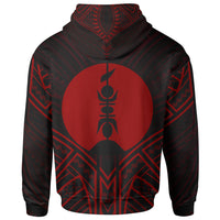 New Caledonia Zip Hoodie New Caledonia Seal Red Tribal Patterns - Polynesian Pride