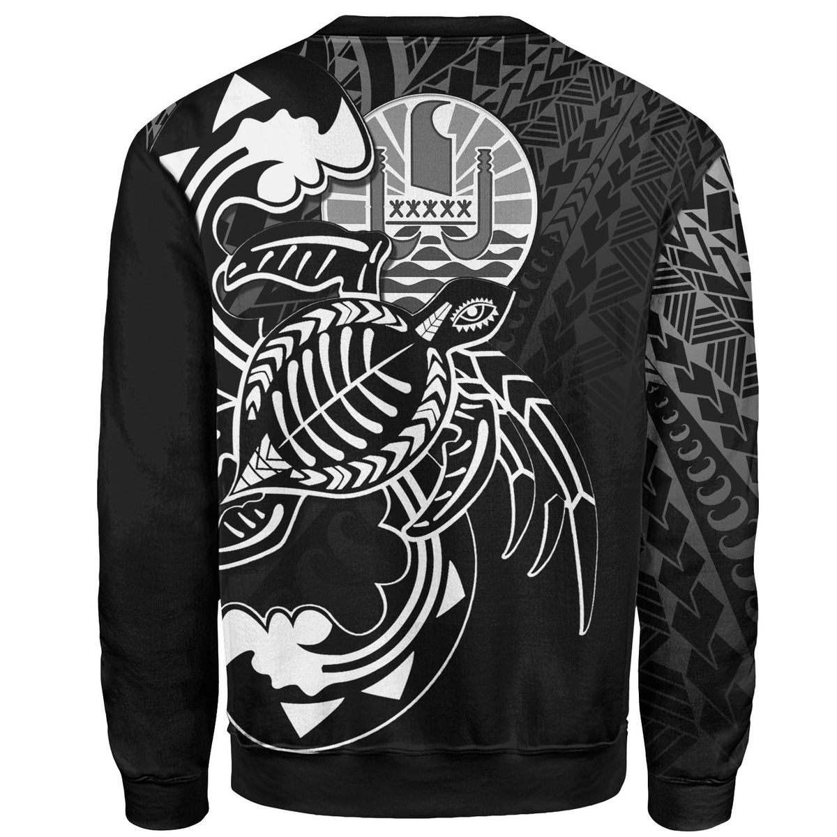 French Polynesia Sweatshirt - Turtle With Polynesian Waves - Polynesian Pride
