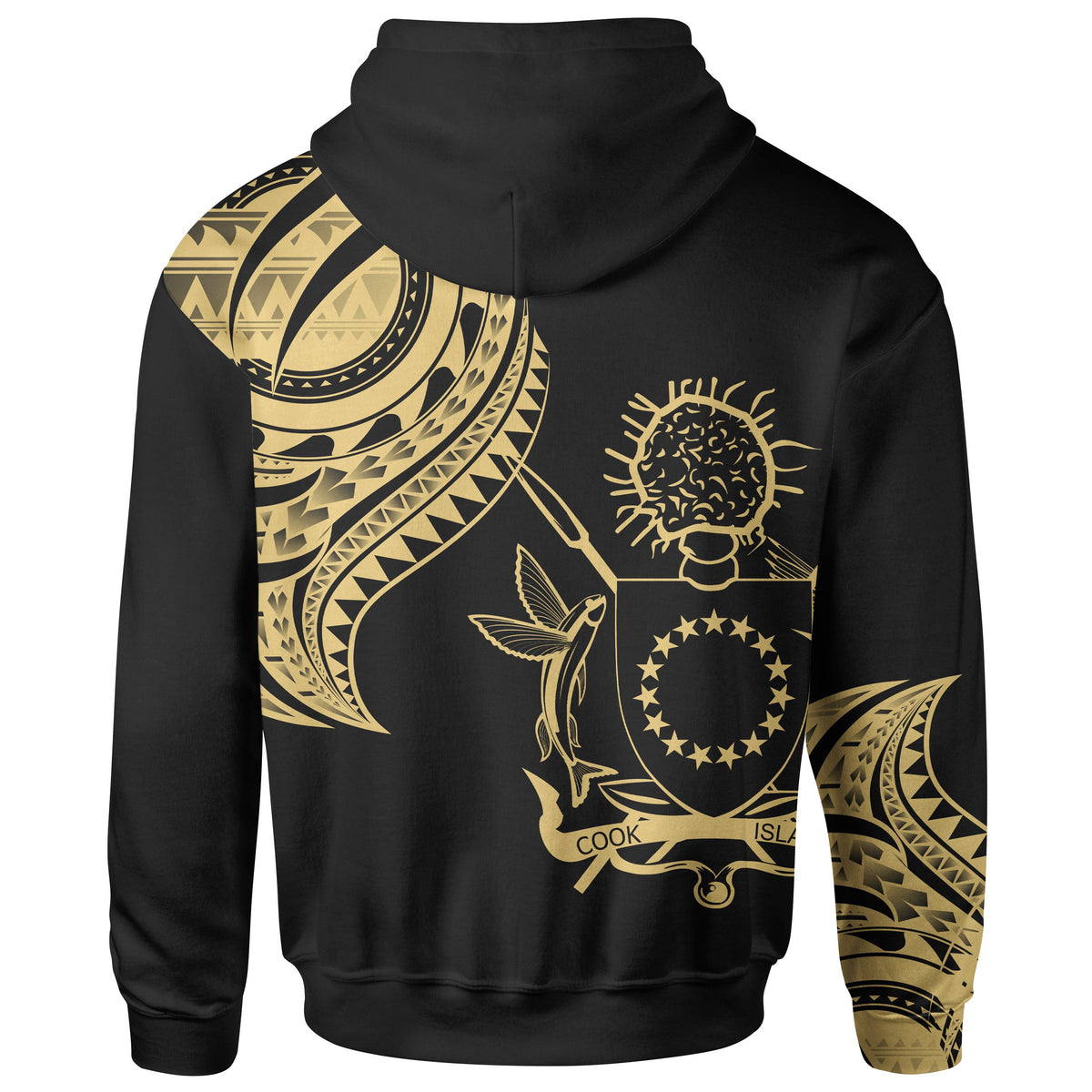 Cook Islands Custom Zip Hoodie Cook Islands Tatau Gold Patterns - Polynesian Pride