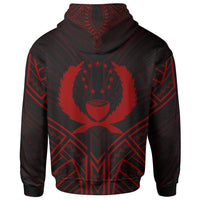 Pohnpei State Zip Hoodie Pohnpei State Seal Red Tribal Patterns - Polynesian Pride