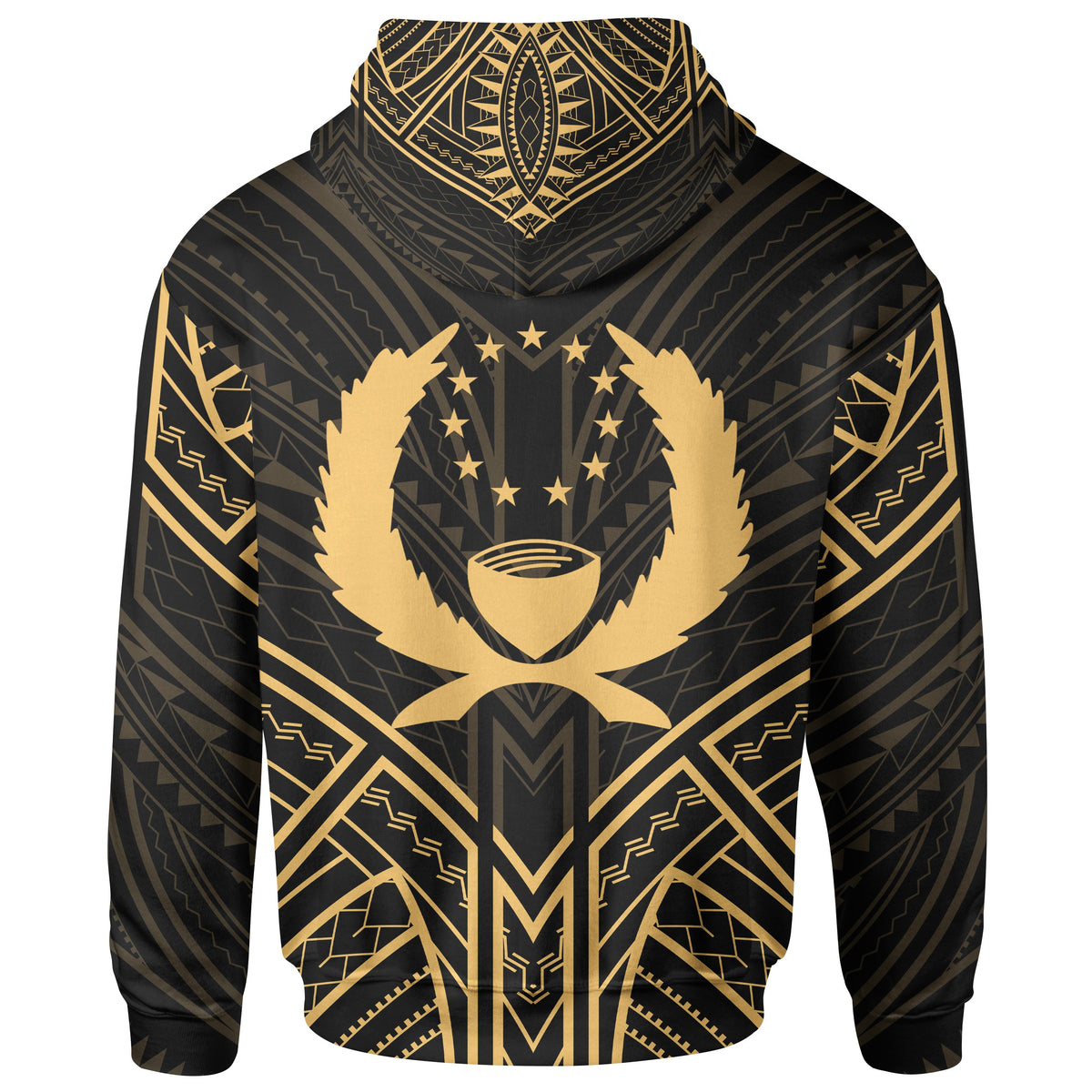 Pohnpei State Zip Hoodie Pohnpei State Seal Gold Tribal Patterns - Polynesian Pride