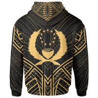 Pohnpei State Zip Hoodie Pohnpei State Seal Gold Tribal Patterns - Polynesian Pride