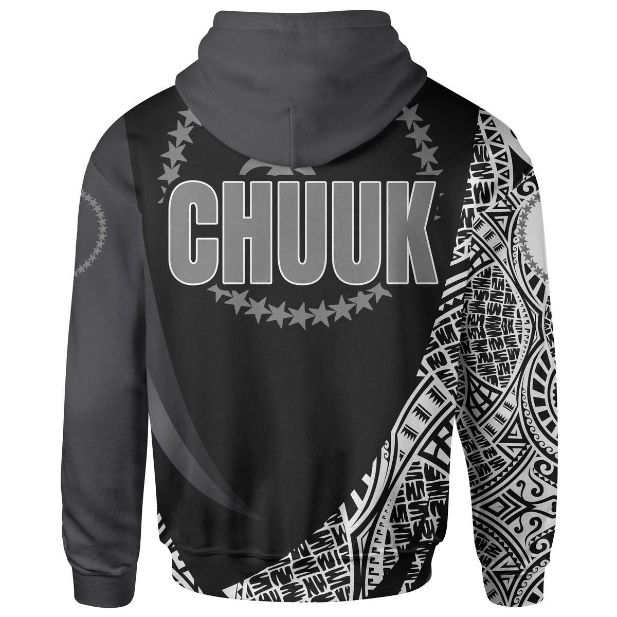 Chuuk State Zip Hoodie White Polynesian Patterns Sport Style - Polynesian Pride