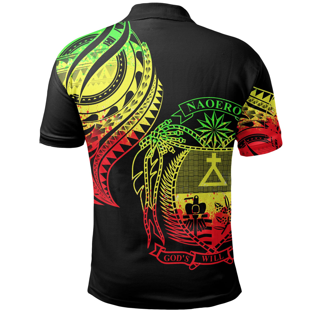 Nauru Polo Shirt Nauru Tatau Reggae Patterns With Coat Of Arms - Polynesian Pride