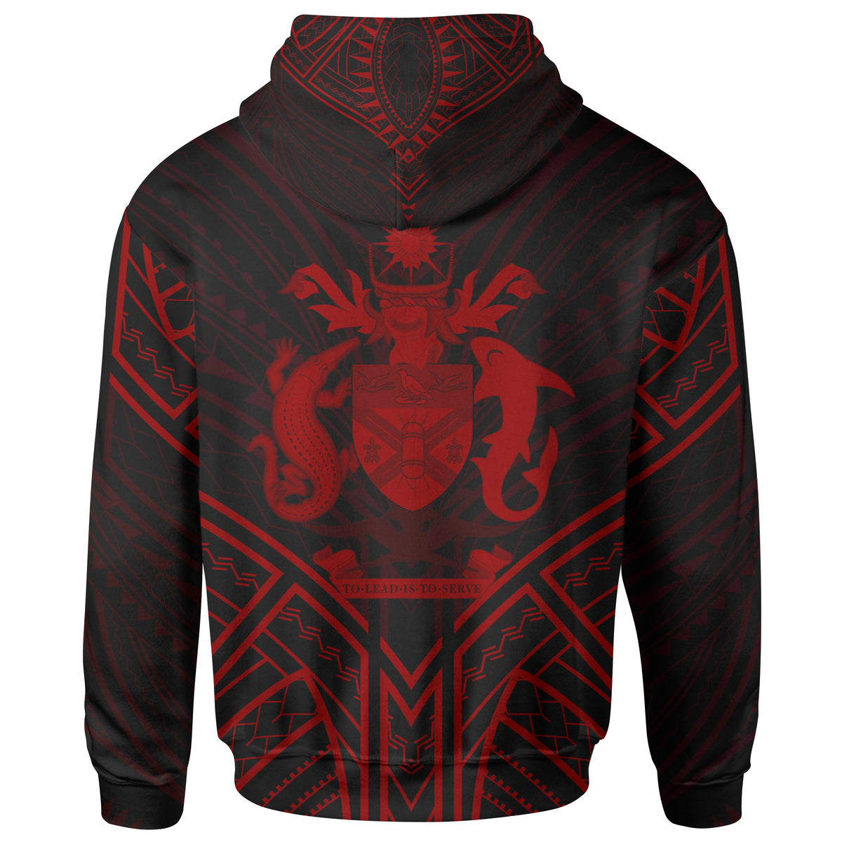 Solomon Islands Zip Hoodie Solomon Islands Seal Red Tribal Patterns - Polynesian Pride