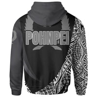 Pohnpei State Zip Hoodie White Polynesian Patterns Sport Style - Polynesian Pride