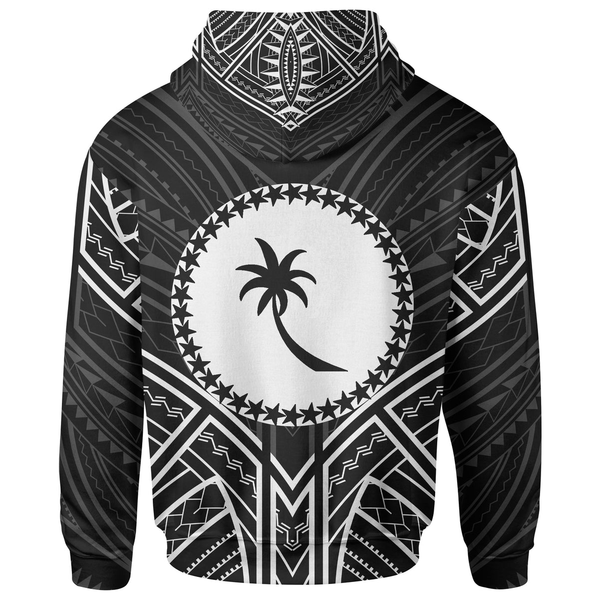 Chuuk State Zip Hoodie Chuuk State Seal Black Tribal Patterns - Polynesian Pride