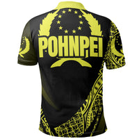 Pohnpei State Polo Shirt Yellow Polynesian Patterns Sport Style - Polynesian Pride