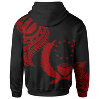 Pohnpei State Zip Hoodie Pohnpei State Tatau Red Patterns With Coat of Arms - Polynesian Pride