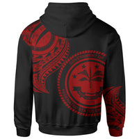 Federated States of Micronesia Zip Hoodie Federated States of Micronesia Tatau Red Patterns With Coat of Arms - Polynesian Pride