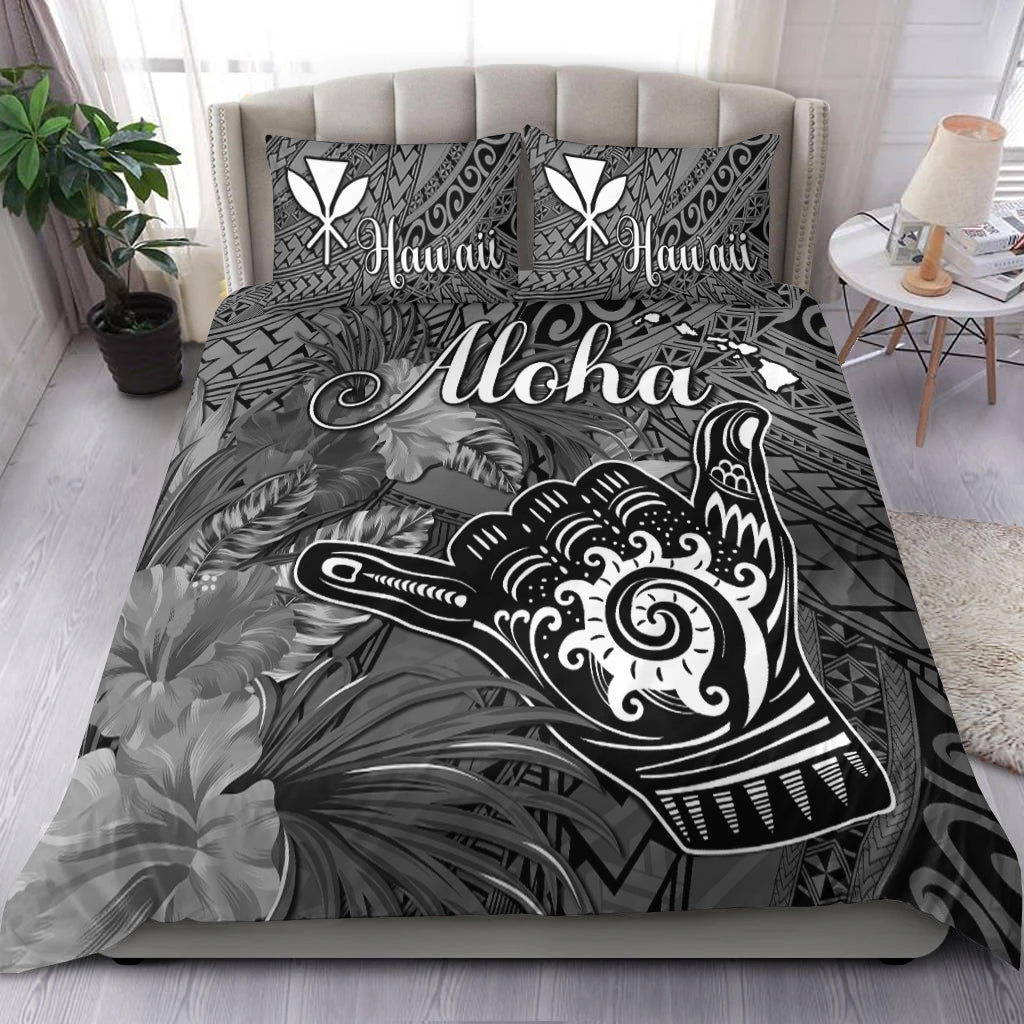 The Shaka Hawaii Bedding Set Tropical Flowers Gray Version LT13 - Polynesian Pride