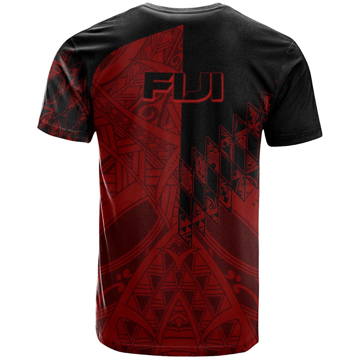 Fiji T Shirt Red Color Symmetry Style - Polynesian Pride