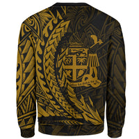 Fiji Custom Personalised Sweatshirt - Wings Style Gold Color - Polynesian Pride
