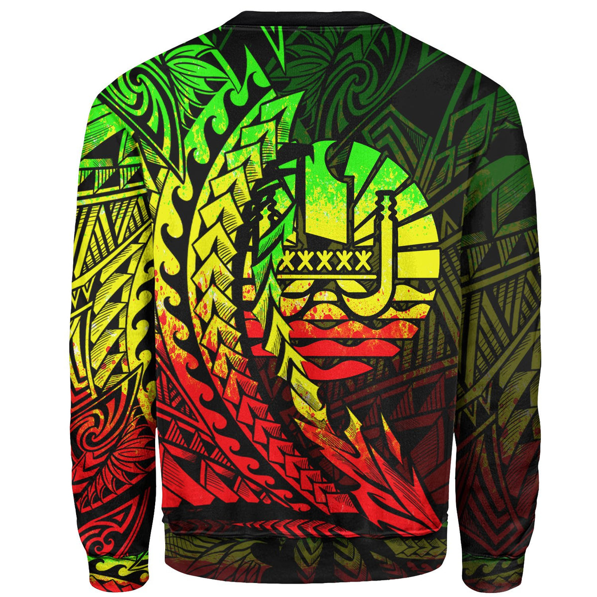 French Polynesia Custom Personalised Sweatshirt - Wings Style Reggae Color - Polynesian Pride