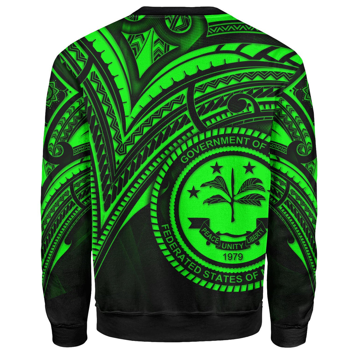 Federated States of Micronesia Sweatshirt - Cross Style Green Color - Polynesian Pride