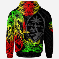 Guam Zip up Hoodie Guam Seal With Shark Reggae Color - Polynesian Pride