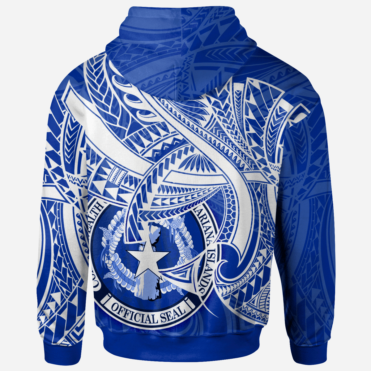 Northern Mariana Islands Zip Hoodie Seal CNMI With Curve Patterns - Polynesian Pride
