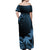 Fiji Tapa On The Waves Off Shoulder Long Dress Blue LT7 - Polynesian Pride