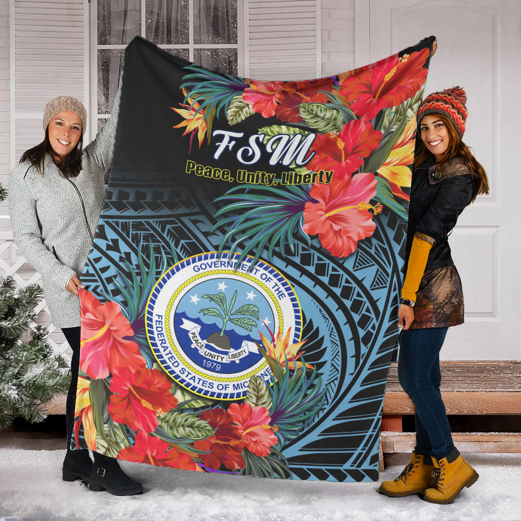 Federated States of Micronesia Premium Blanket Hibiscus Flowers FSM Seal Polynesian LT14 - Polynesian Pride