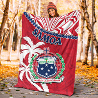 Samoa Premium Blanket Samoan Coat Of Arms With Coconut Red Style LT14 - Polynesian Pride