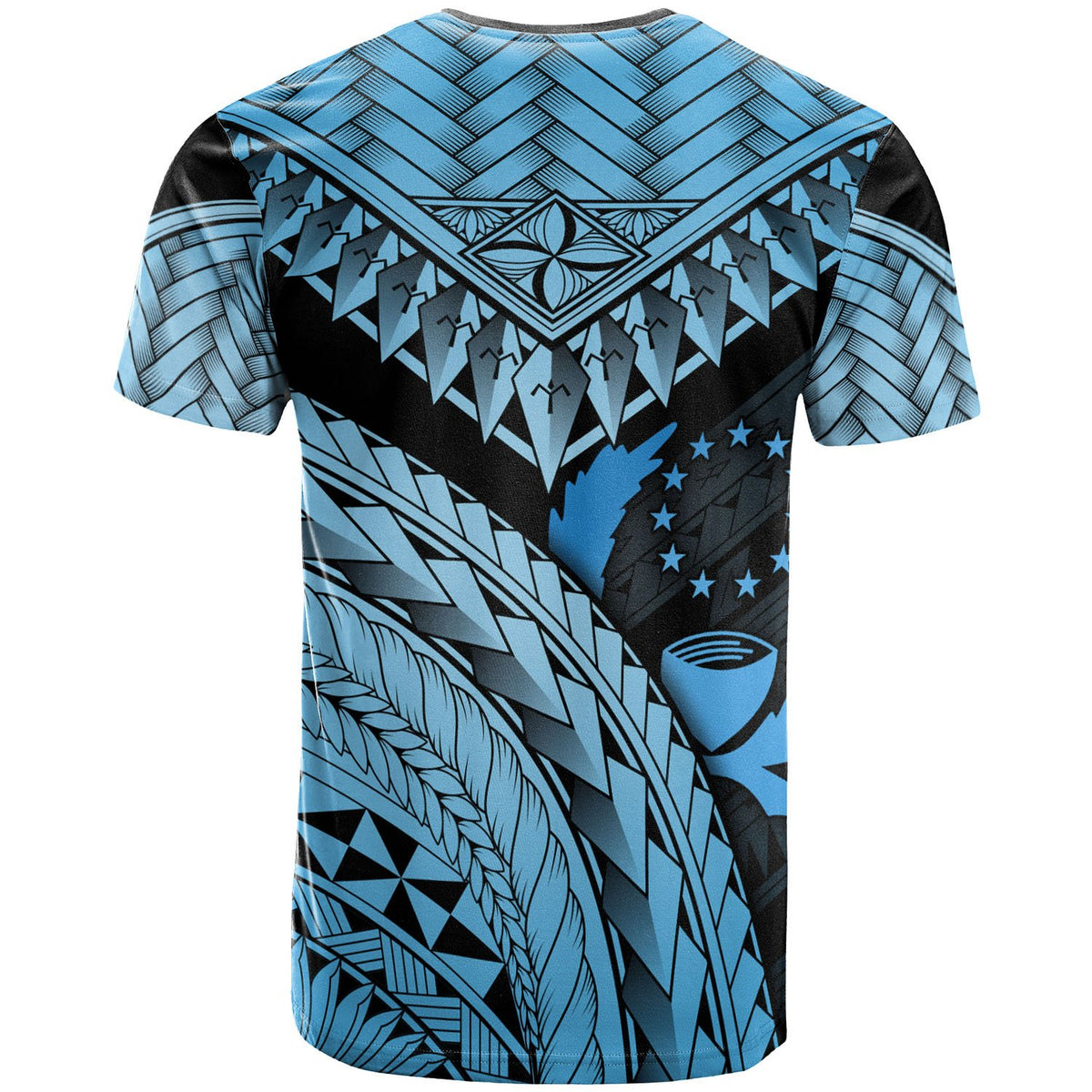 Pohnpei Custom T Shirt Blue Polynesian Necklace and Lauhala - Polynesian Pride