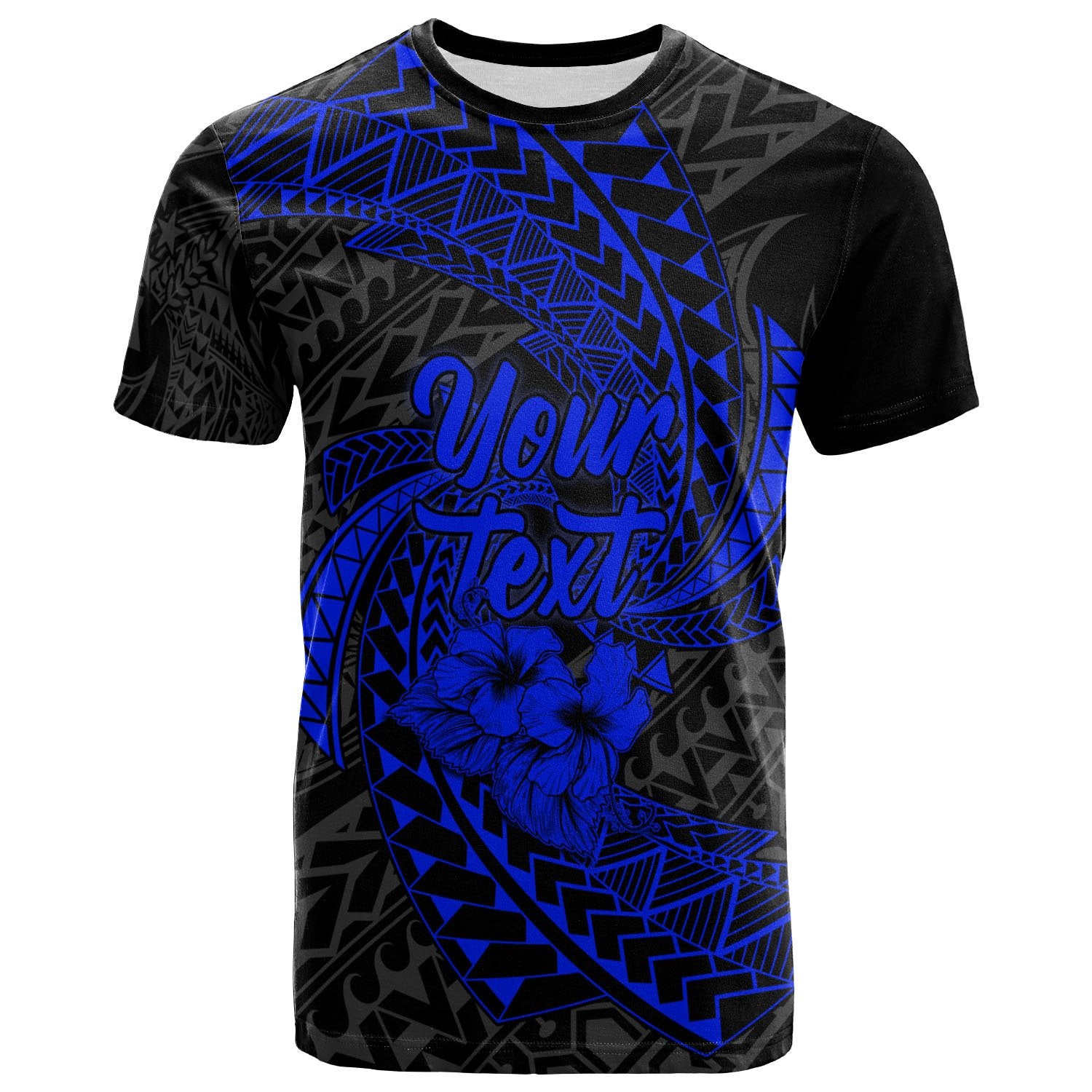 Chuuk Micronesian Custom T Shirt Blue Spiral Pattern Hibiscus Unisex Blue - Polynesian Pride