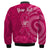 (Custom Personalised) Breast Cancer Awareness Bomber Jacket Hibiscus Polynesian No One Fights Alone LT13 - Polynesian Pride