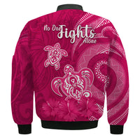 Breast Cancer Awareness Bomber Jacket Hibiscus Polynesian No One Fights Alone LT13 - Polynesian Pride