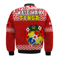 Tonga Rugby Bomber Jacket Mate Maa Tonga Pacific Ngatu White LT14 - Polynesian Pride