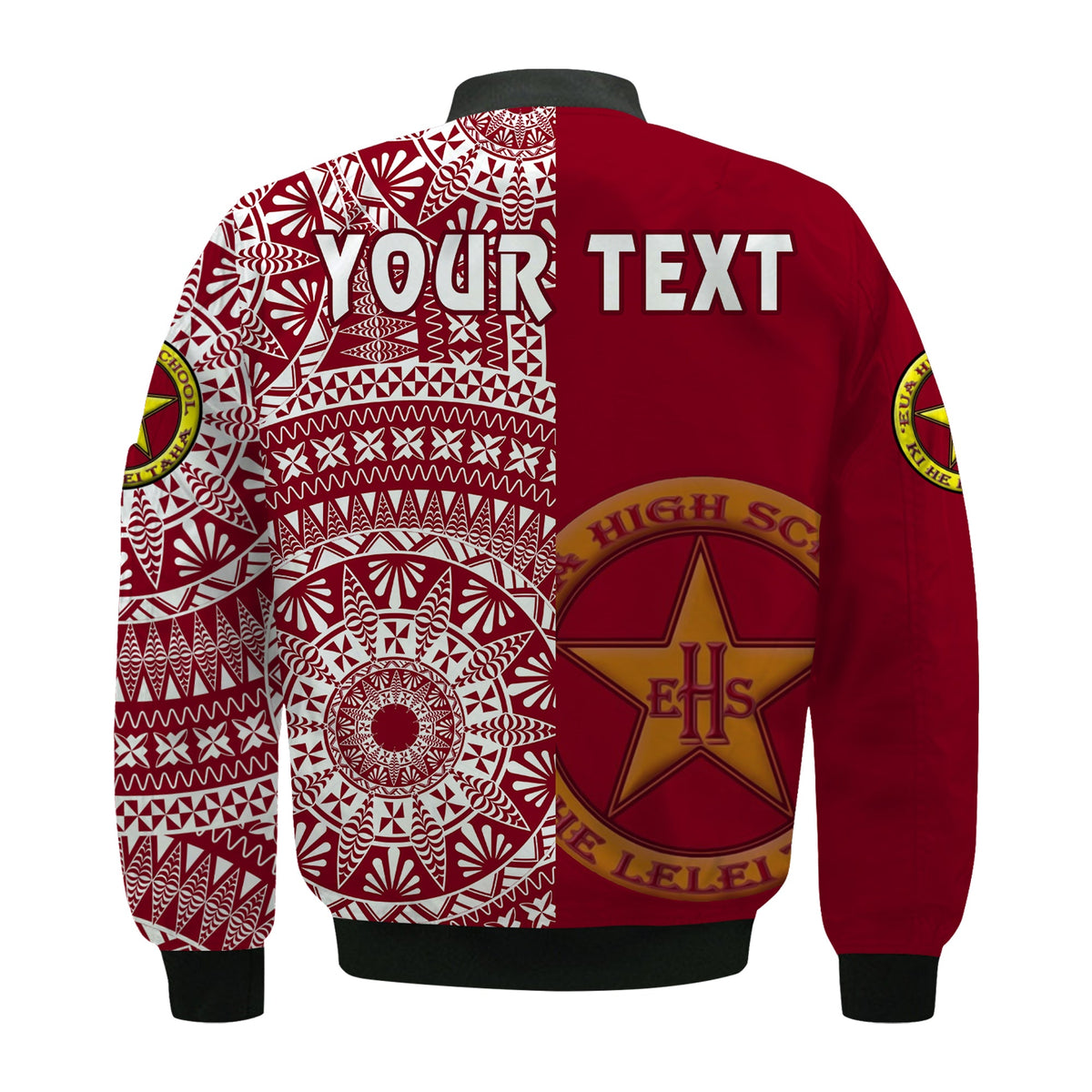(Custom Personalised) Tonga Eua High School Bomber Jacket Tongan Ngatu Pattern LT14 - Polynesian Pride