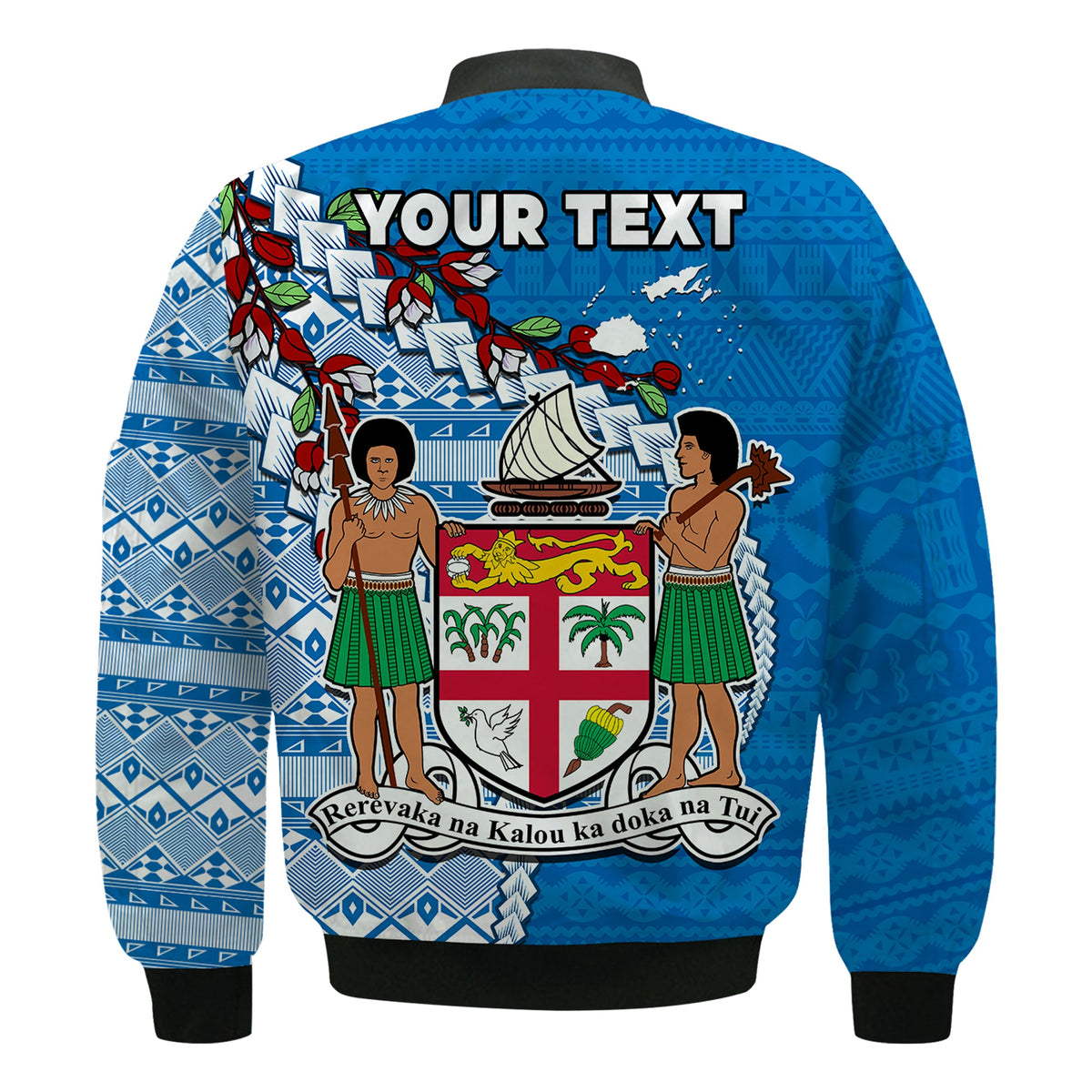 (Custom Personalised) Fiji Bomber Jacket Fijian Drua Mix Tagimaucia Flower Blue Style LT14 - Polynesian Pride