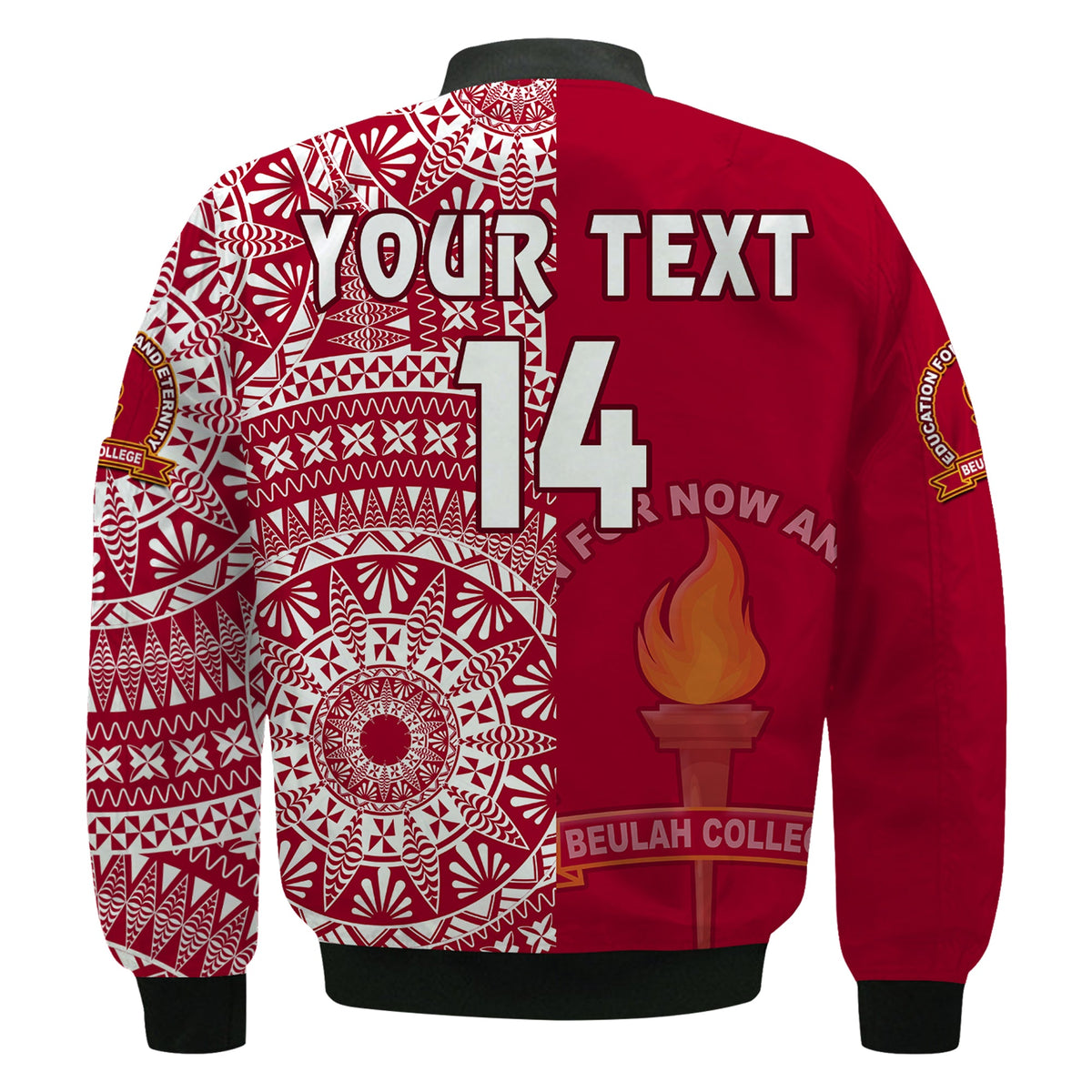 (Custom Text And Number) Beulah Tonga College Bomber Jacket Class Of Year Tongan Ngatu Pattern LT14 - Polynesian Pride