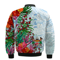 Fiji Bomber Jacket Proud Fijian Tapa mix Tagimoucia Flowers LT13 - Polynesian Pride