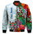 (Custom Personalised) Fiji Bomber Jacket Proud Fijian Tapa mix Tagimoucia Flowers LT13 Unisex White - Polynesian Pride