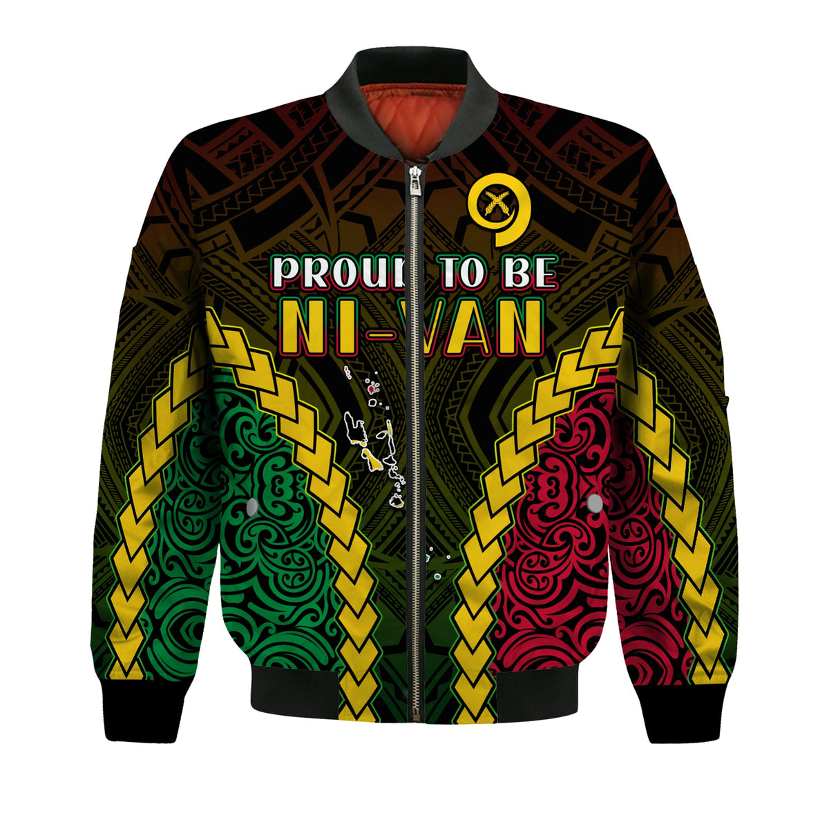 Vanuatu Indigenous Bomber Jacket Proud To Be Ni - Vanuatu Polynesian Pattern LT13 - Polynesian Pride