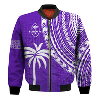 (Custom Text and Number) Fiji Rugby Sevens Bomber Jacket Fijian 7s Tapa Polynesian Purple LT13 - Polynesian Pride