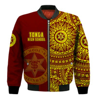 (Custom Personalised) Tonga High School Bomber Jacket Tongan Ngatu Pattern LT14 - Polynesian Pride