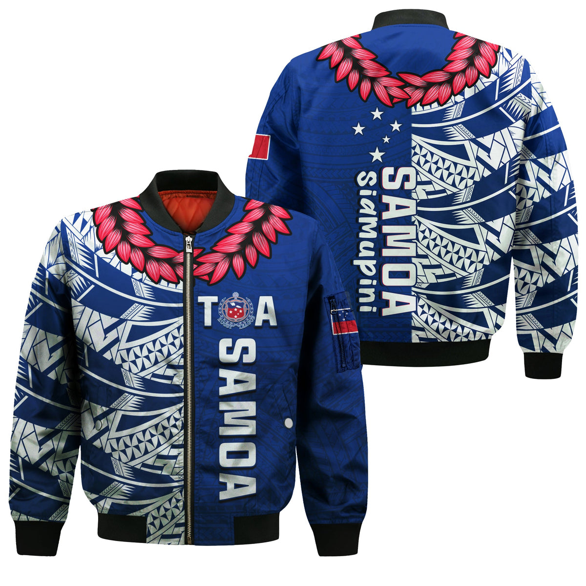 Toa Samoa Rugby Bomber Jacket Siamupini Ula Fala Blue LT13 Unisex Blue - Polynesian Pride