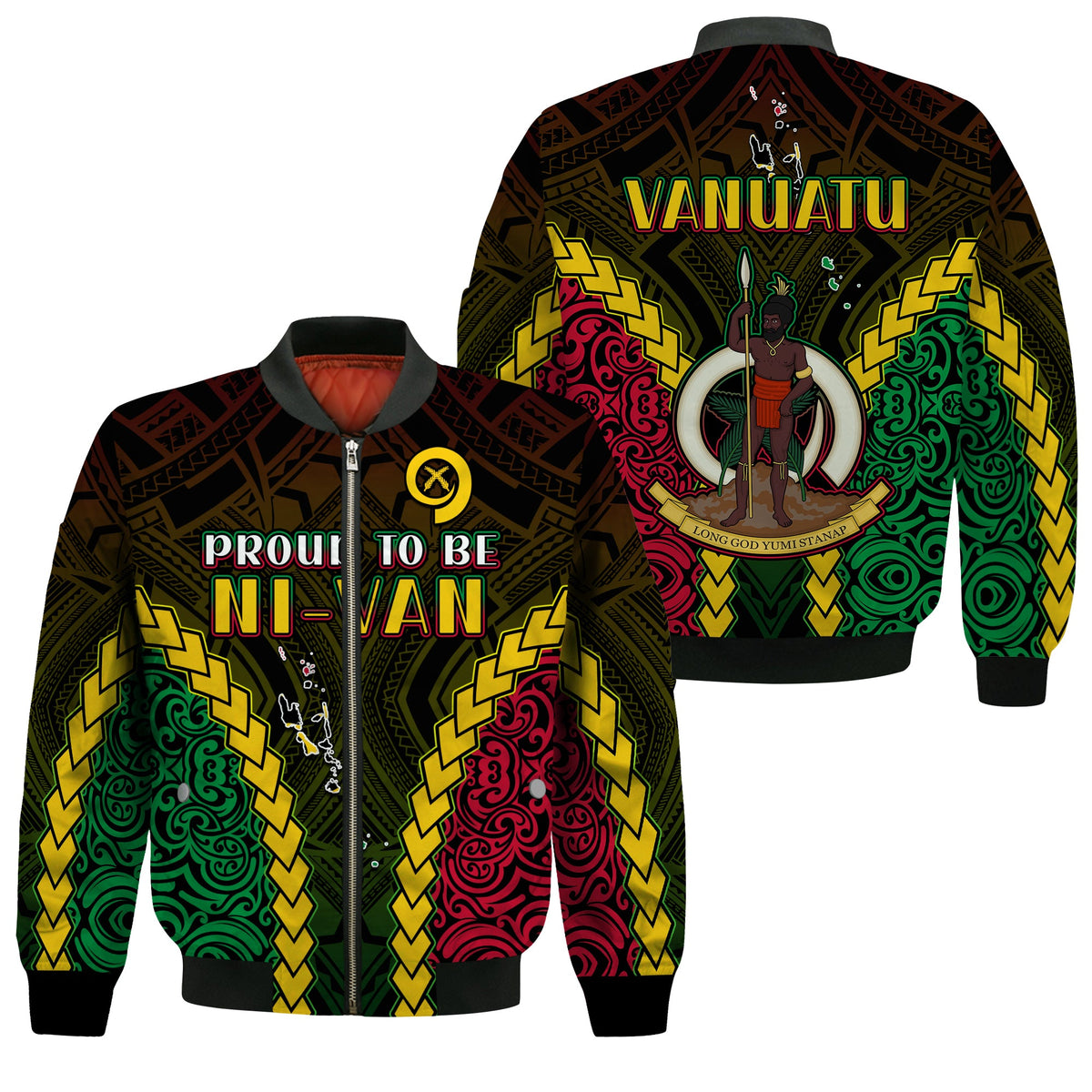 Vanuatu Indigenous Bomber Jacket Proud To Be Ni - Vanuatu Polynesian Pattern LT13 Unisex Black - Polynesian Pride