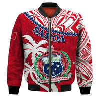 Samoa Bomber Jacket Samoan Coat Of Arms With Coconut Red Style LT14 - Polynesian Pride