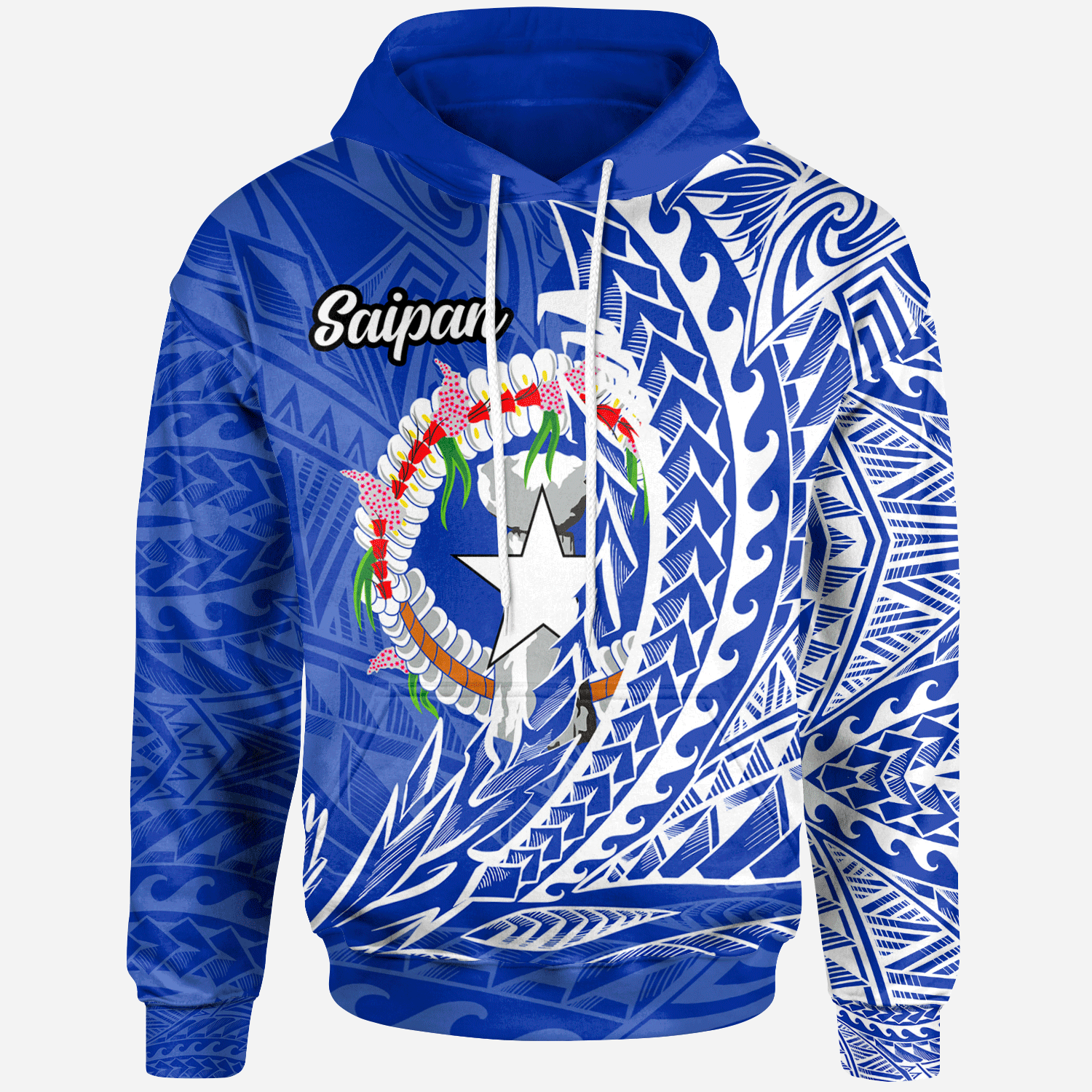 Northern Mariana Islands Hoodie Saipan Wings Style Unisex Blue - Polynesian Pride