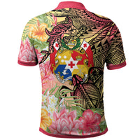 Tonga Polo Shirt Flowers Tropical With Sea Animals - Polynesian Pride