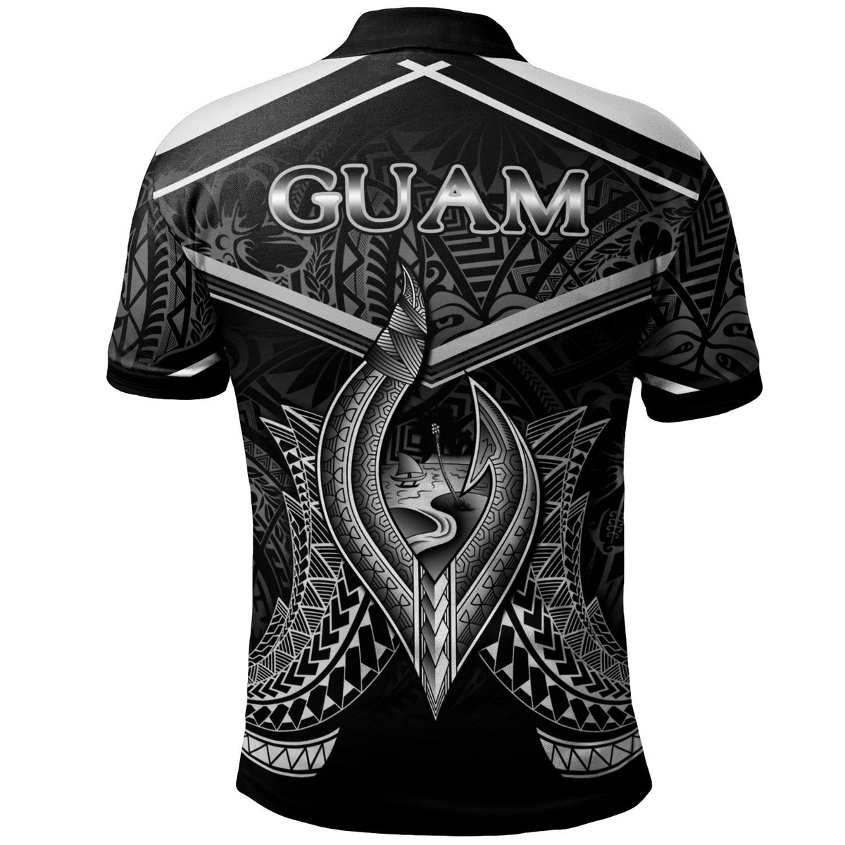 Guam Polo Shirt Guahan Seal With Line Style - Polynesian Pride