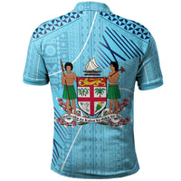 Fiji Polo Shirt Viti Flowers With Seal Flag Color - Polynesian Pride