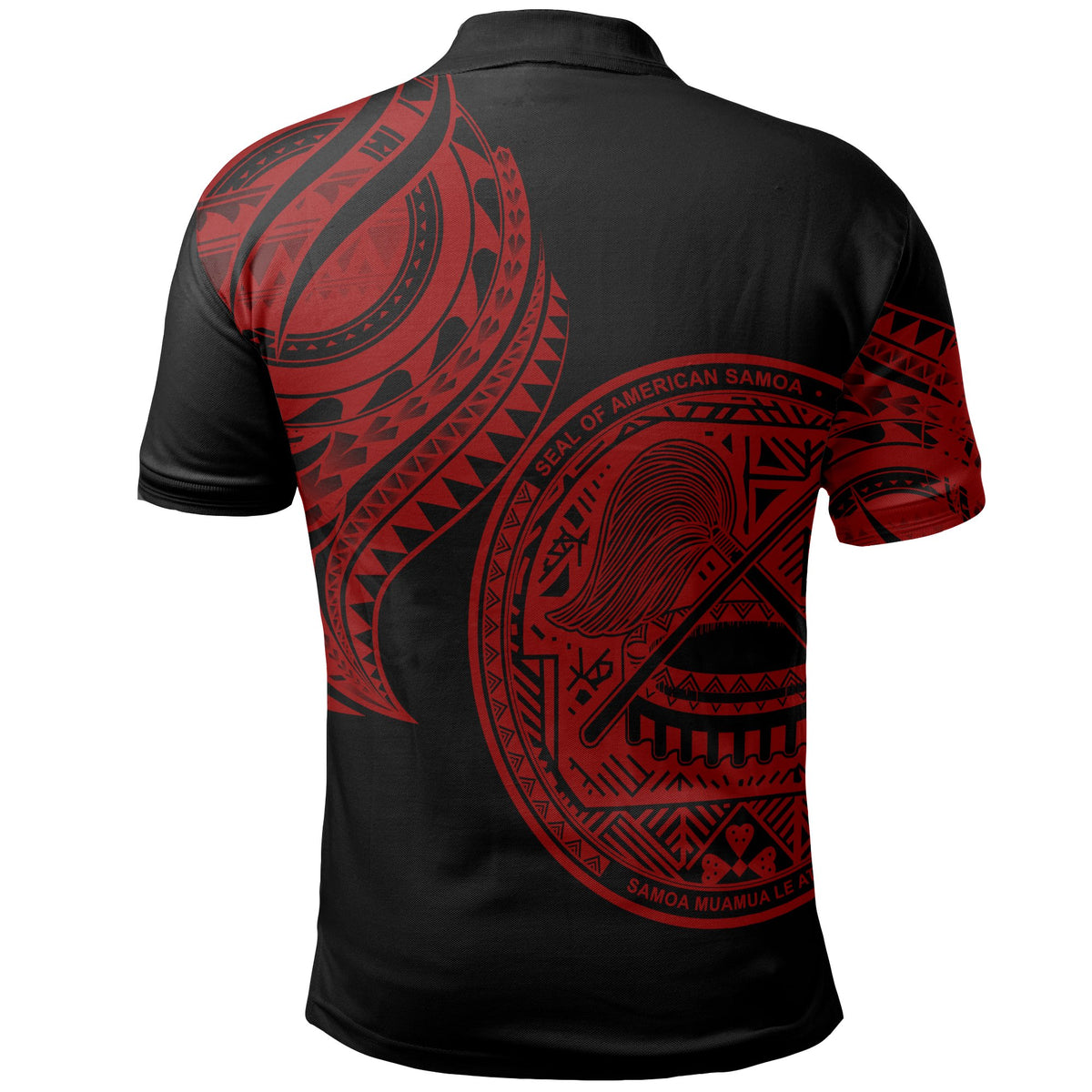 American Samoa Polo Shirt Amerika Samoa Tatau Red Patterns - Polynesian Pride