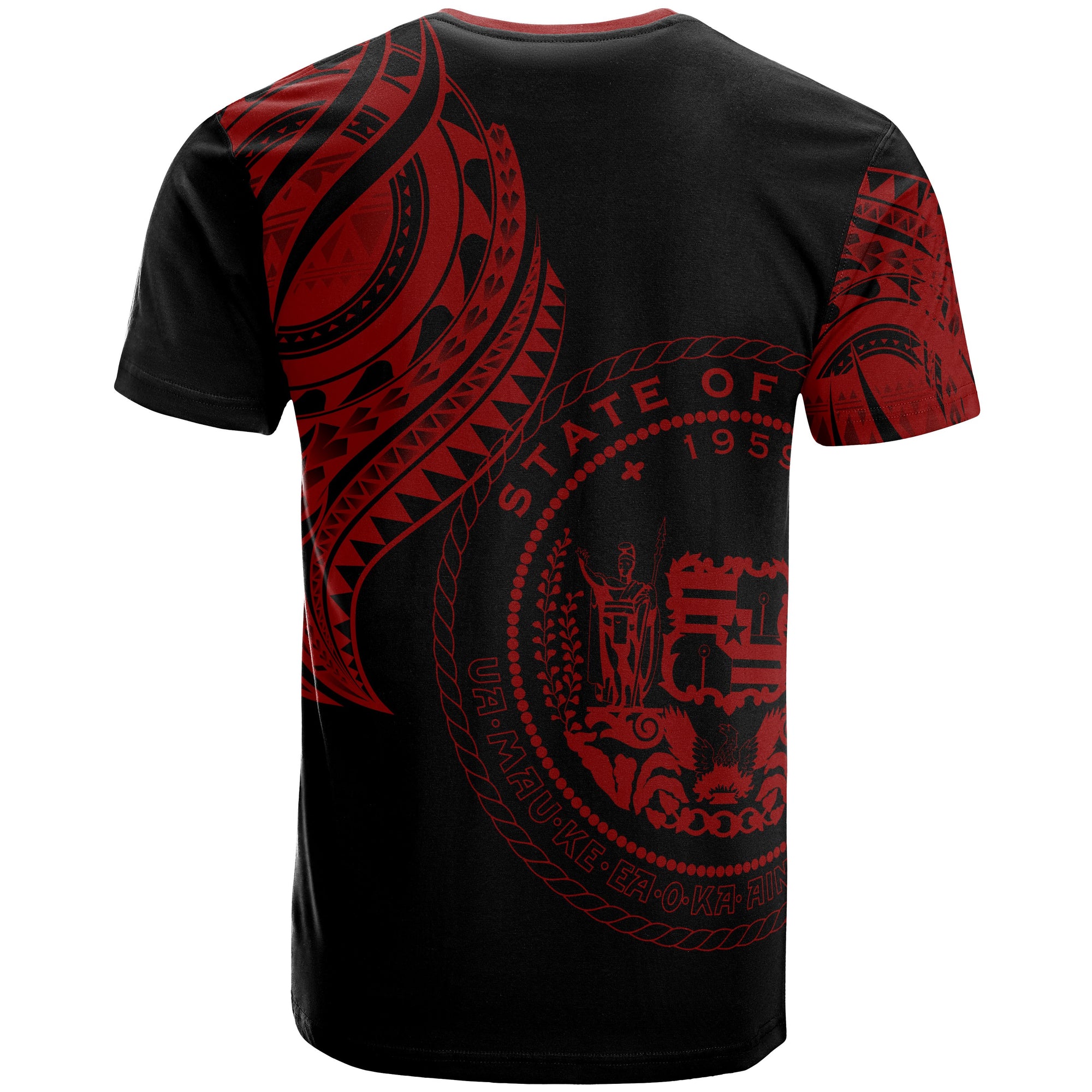 Hawaii Custom T Shirt Hawaii Tatau Red Patterns Unisex Black - Polynesian Pride