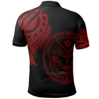 Marshall Custom Polo Shirt Marshall Tatau Red Patterns - Polynesian Pride