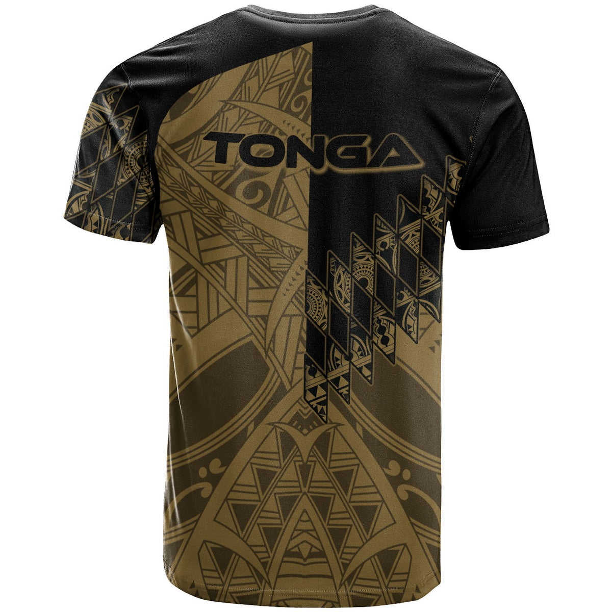 Tonga T Shirt Gold Color Symmetry Style - Polynesian Pride