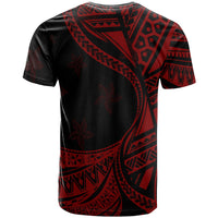 Pohnpei State T Shirt Plumeria Flowers Red Version - Polynesian Pride